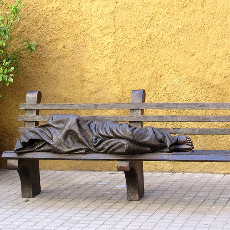 Outdoor Decoration Life Size Lost Wax Bronze The Homeless Jesus Christ Statue