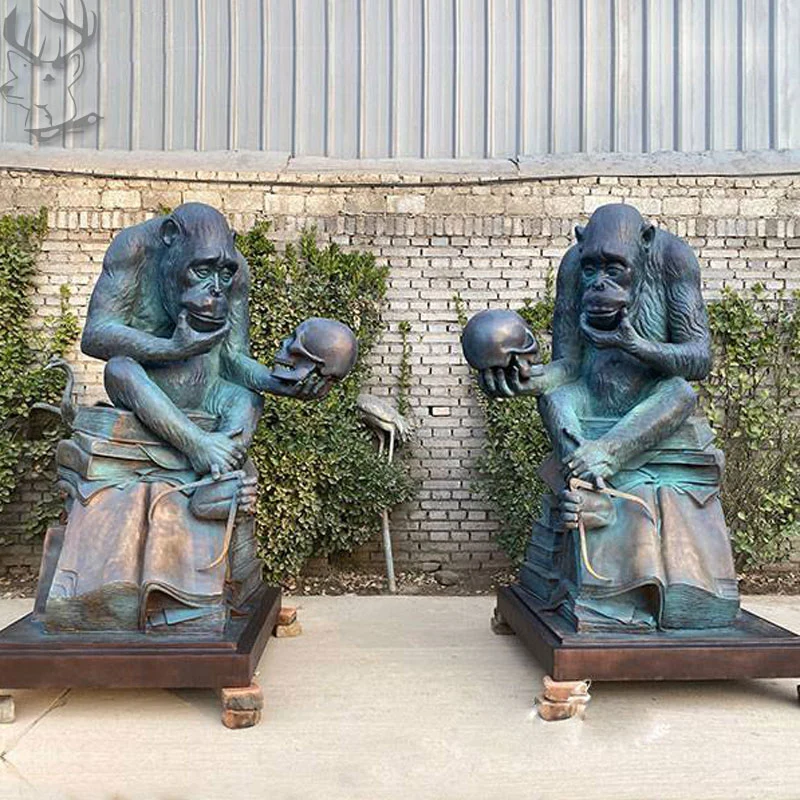 High Quality Handcrafts Lost Wax Bronze Statue of Darwin′s Thinking Monkey Sculpture