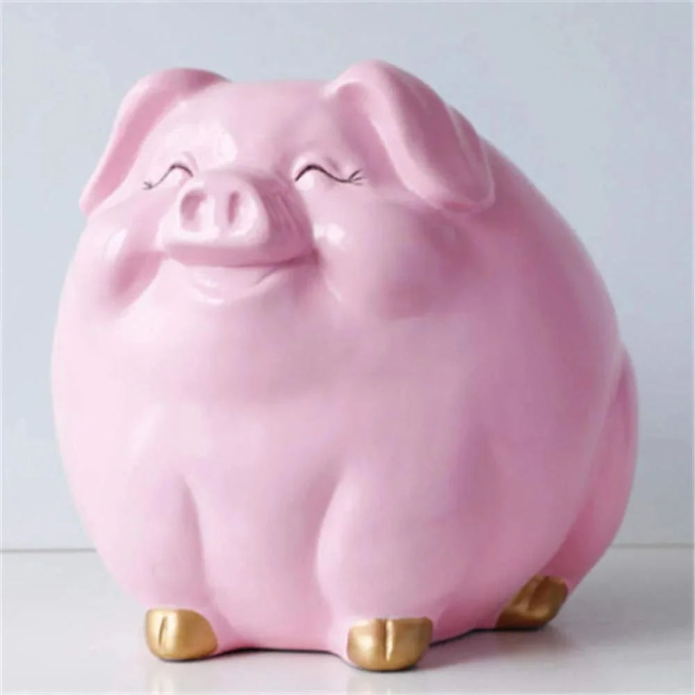 Coin Bank Box Resin Animal Statue Case for Kids Gift