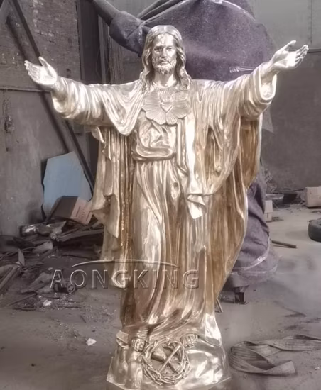 Religiöse tragende Kreuz christliche Figur Bronze Jesus auf Kreuz Statue