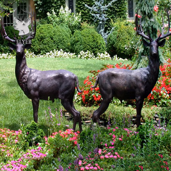 Factory Supply Bronze-Hirsch-Hirsch-Statue im Wachsausschmelzverfahren für die Gartendekoration im Freien